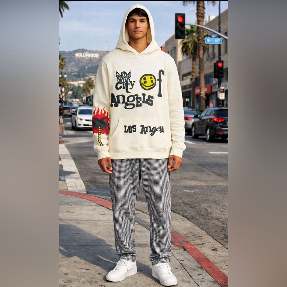Pacsun City of Angels Cream Men’s Hoodie Size Small